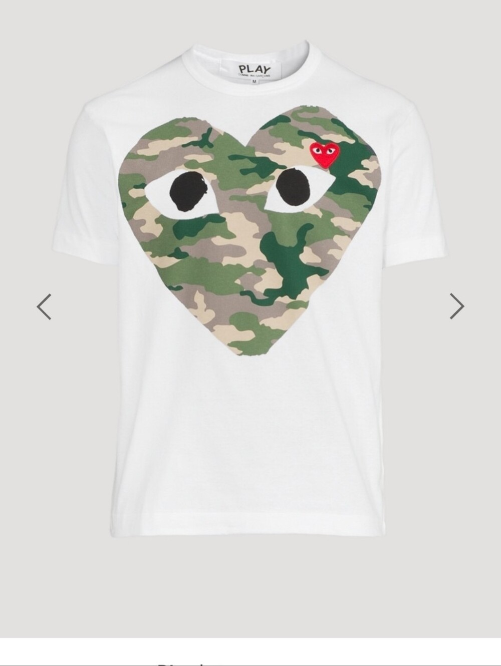 Comme des Garcons PLAY White Camo Heart Tee with Red Heart Accent - Picture 7 of 8